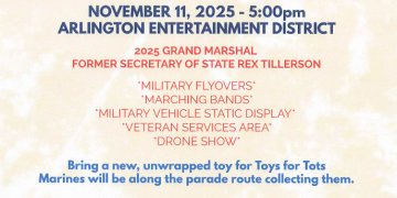 TEXAS VETERANS DAY PARADE RETURNS TO ARLINGTON ENTERTAINMENT DISTRICT NOVEMBER 11